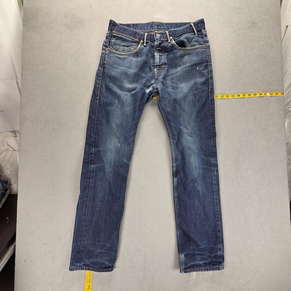 Vintage Levis 504 Jeans Mens 34x34 Blue Engineered Honeycomb Zip Fly Med Wash
